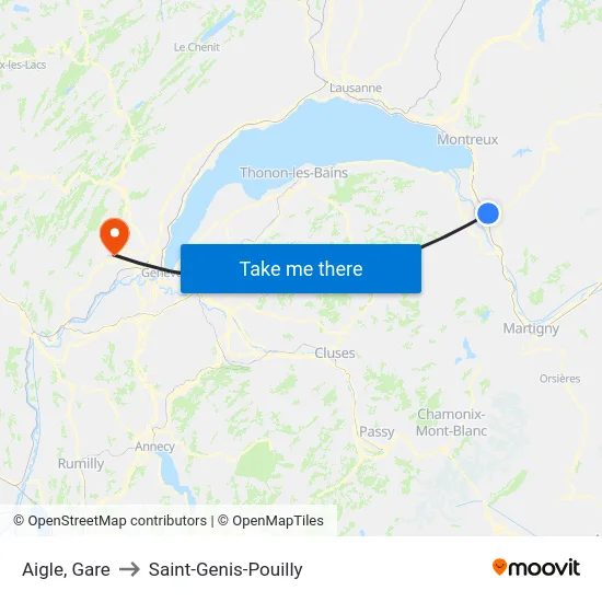 Aigle, Marjolin to Saint-Genis-Pouilly map
