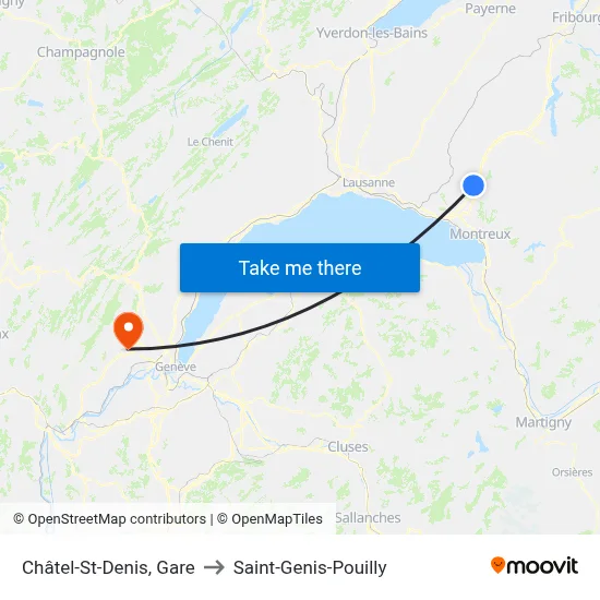 Châtel-St-Denis, Gare to Saint-Genis-Pouilly map