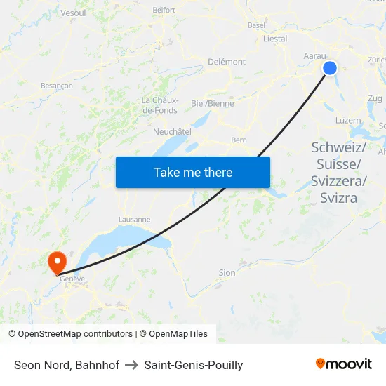 Seon Nord, Bahnhof to Saint-Genis-Pouilly map