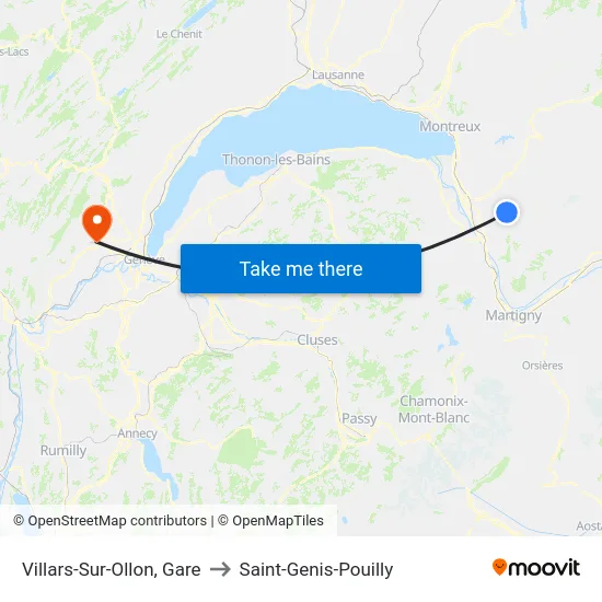 Villars-Sur-Ollon, Gare to Saint-Genis-Pouilly map