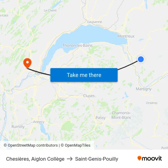 Chesières, Aiglon Collège to Saint-Genis-Pouilly map