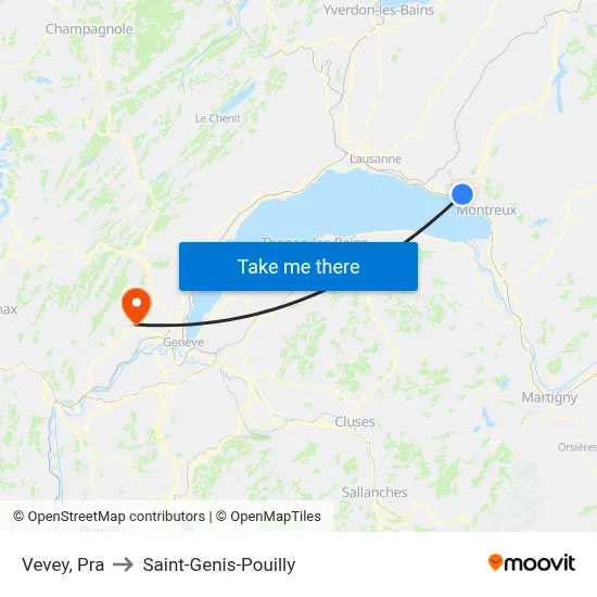 Vevey, Pra to Saint-Genis-Pouilly map