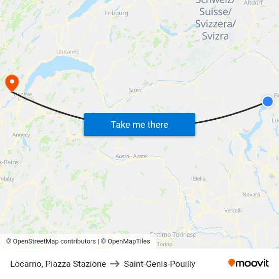 Locarno, Piazza Stazione to Saint-Genis-Pouilly map