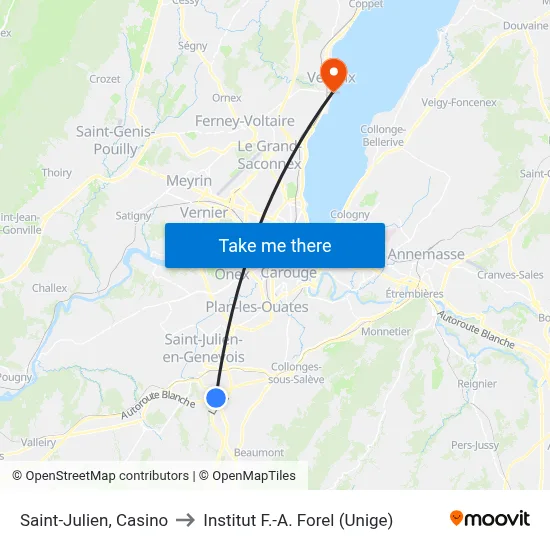 Saint-Julien, Casino to Institut F.-A. Forel (Unige) map