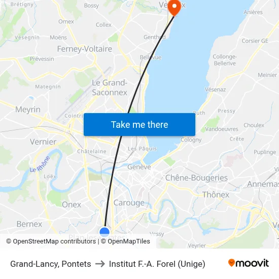 Grand-Lancy, Pontets to Institut F.-A. Forel (Unige) map