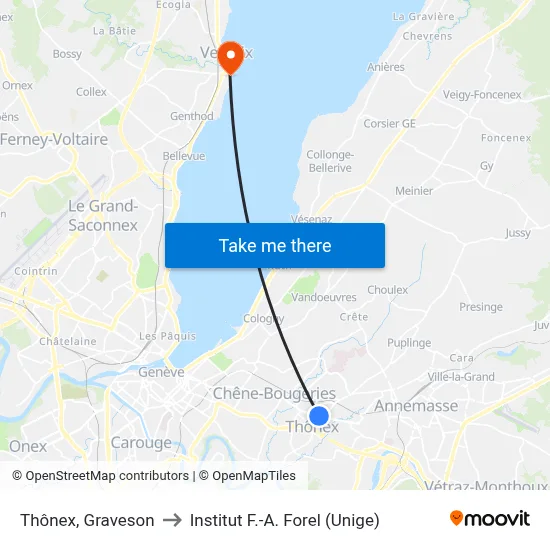 Thônex, Graveson to Institut F.-A. Forel (Unige) map