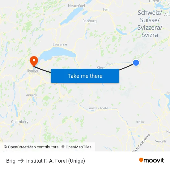 Brig to Institut F.-A. Forel (Unige) map