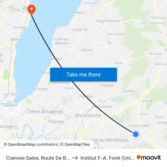 Cranves-Sales, Route De Borly to Institut F.-A. Forel (Unige) map