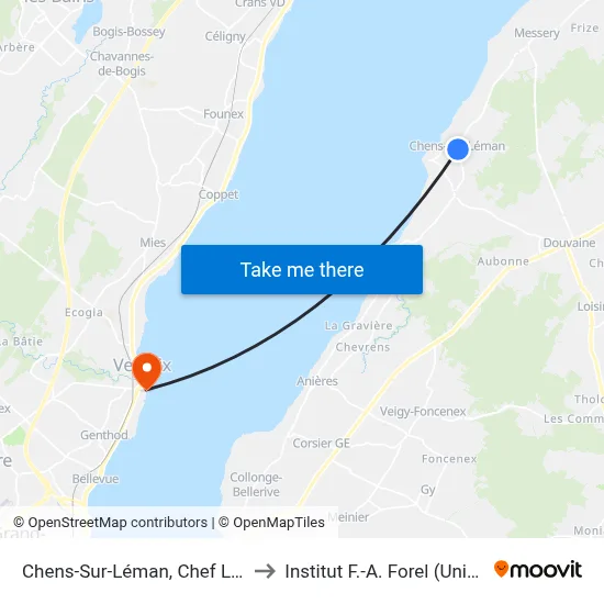 Chens-Sur-Léman, Chef Lieu to Institut F.-A. Forel (Unige) map