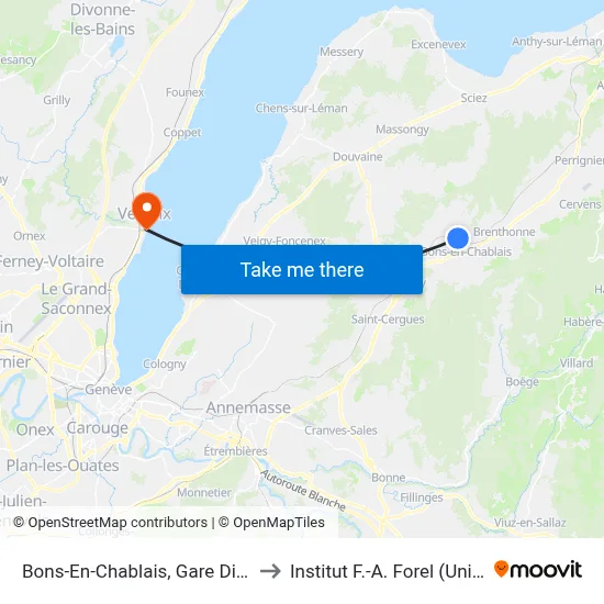 Bons-En-Chablais, Gare Didier to Institut F.-A. Forel (Unige) map