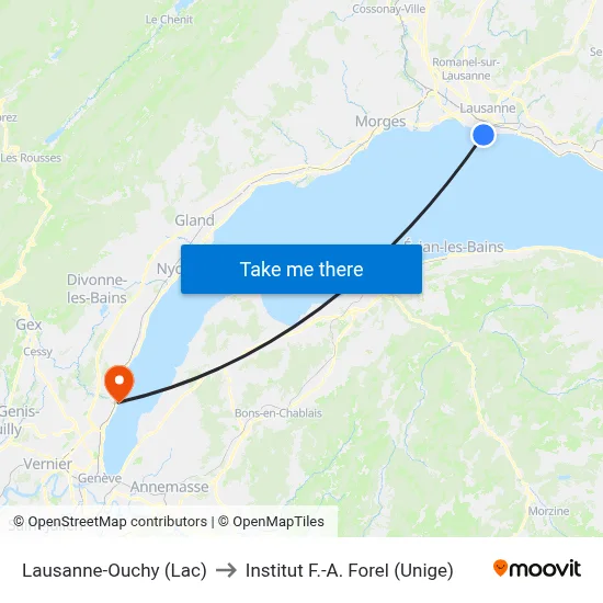 Lausanne-Ouchy (Lac) to Institut F.-A. Forel (Unige) map