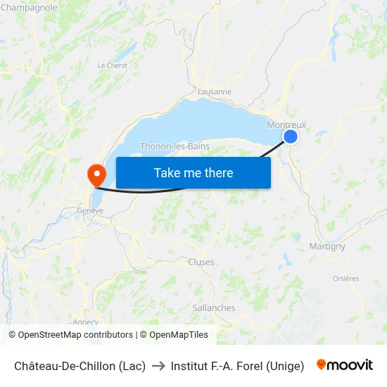 Château-De-Chillon (Lac) to Institut F.-A. Forel (Unige) map
