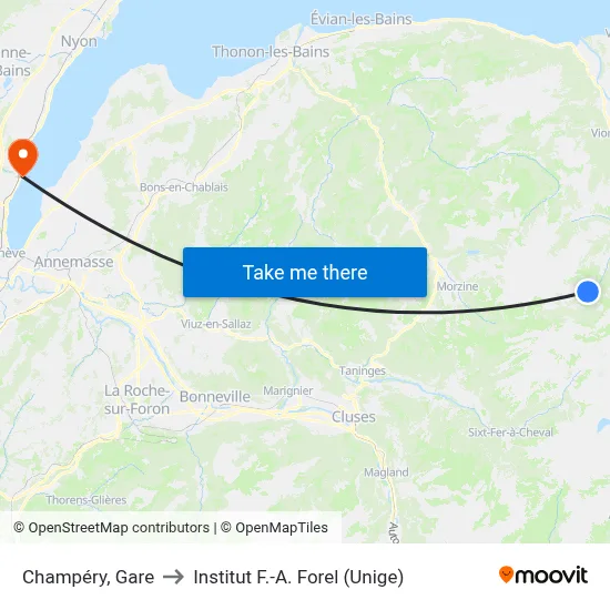 Champéry, Gare to Institut F.-A. Forel (Unige) map