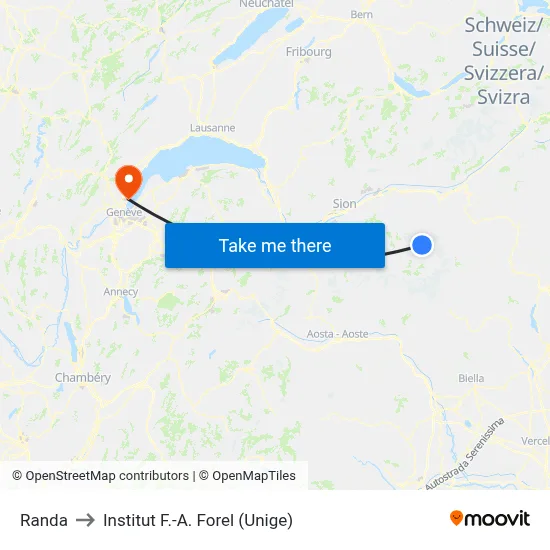Randa to Institut F.-A. Forel (Unige) map