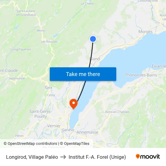 Longirod, Village Paléo to Institut F.-A. Forel (Unige) map