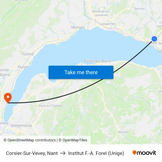 Corsier-Sur-Vevey, Nant to Institut F.-A. Forel (Unige) map