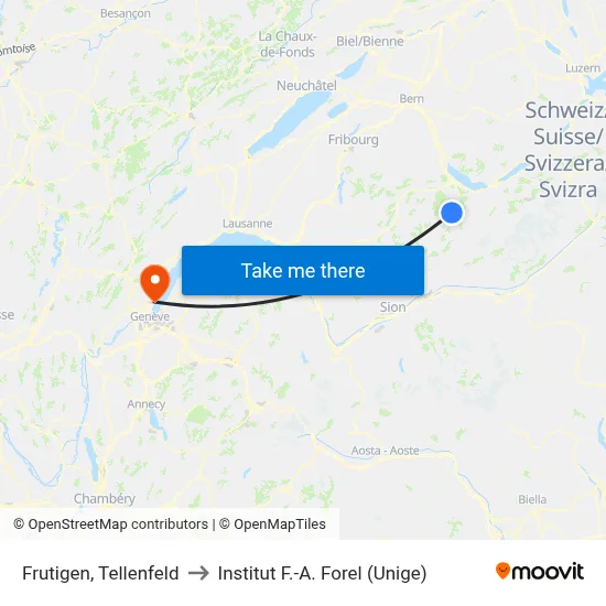 Frutigen, Tellenfeld to Institut F.-A. Forel (Unige) map