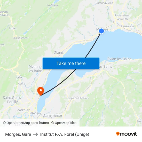 Morges, Gare to Institut F.-A. Forel (Unige) map
