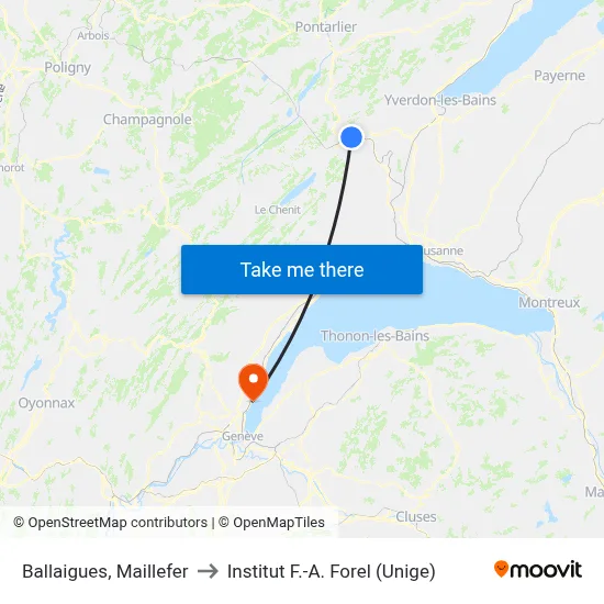 Ballaigues, Maillefer to Institut F.-A. Forel (Unige) map