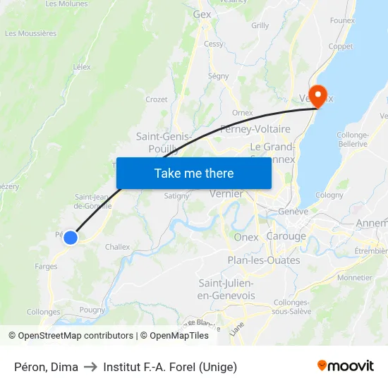 Péron, Dima to Institut F.-A. Forel (Unige) map