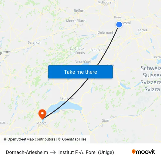 Dornach-Arlesheim to Institut F.-A. Forel (Unige) map