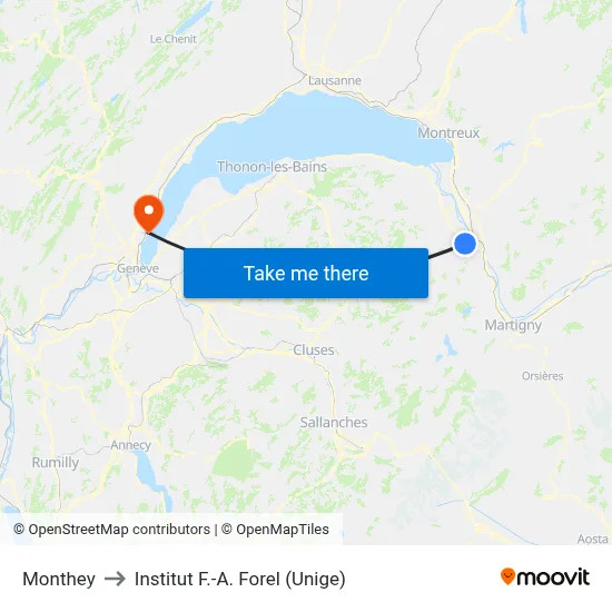 Monthey to Institut F.-A. Forel (Unige) map