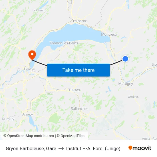 Gryon Barboleuse, Gare to Institut F.-A. Forel (Unige) map