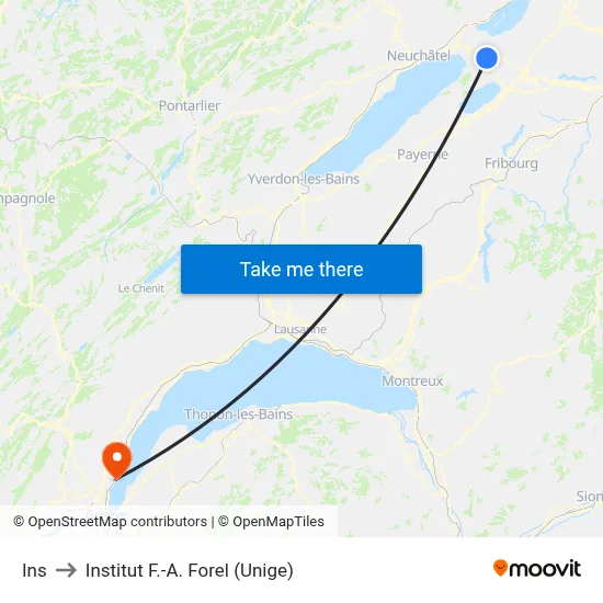 Ins to Institut F.-A. Forel (Unige) map