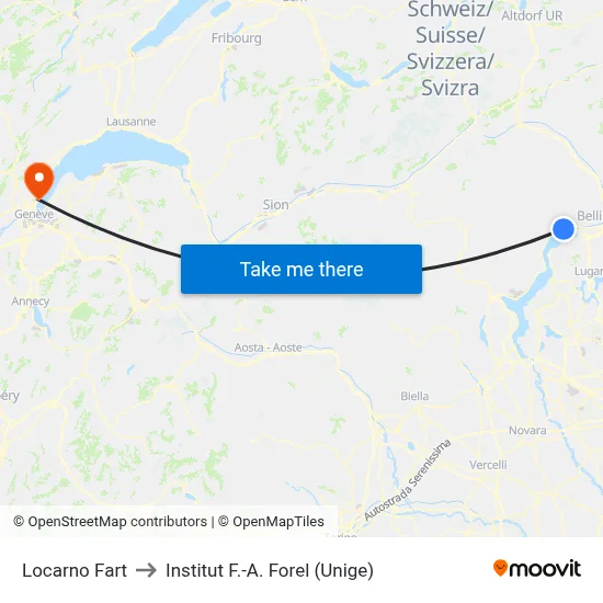Locarno Fart to Institut F.-A. Forel (Unige) map