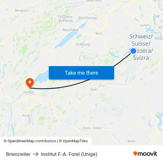 Brienzwiler to Institut F.-A. Forel (Unige) map