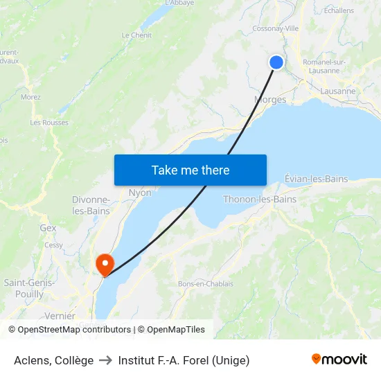 Aclens, Collège to Institut F.-A. Forel (Unige) map