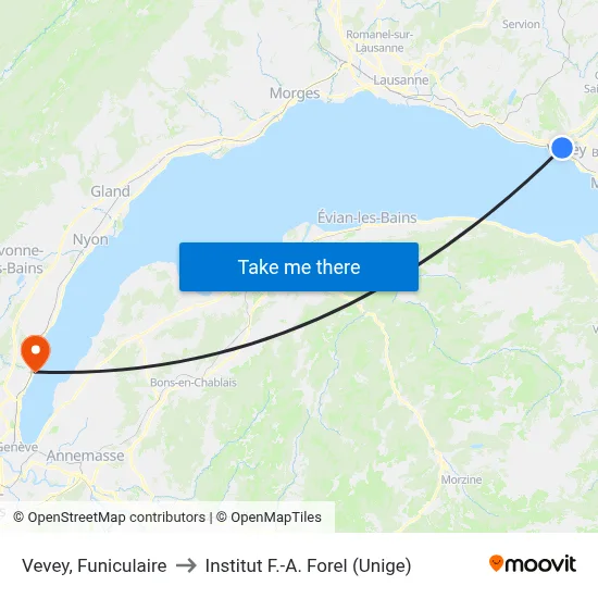 Vevey, Funiculaire to Institut F.-A. Forel (Unige) map