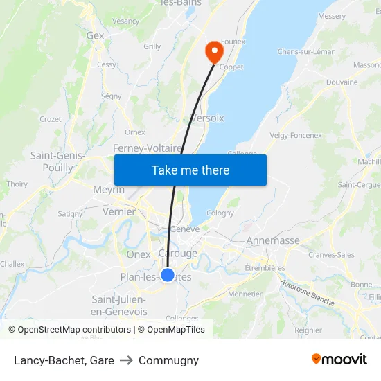 Lancy-Bachet, Gare to Commugny map