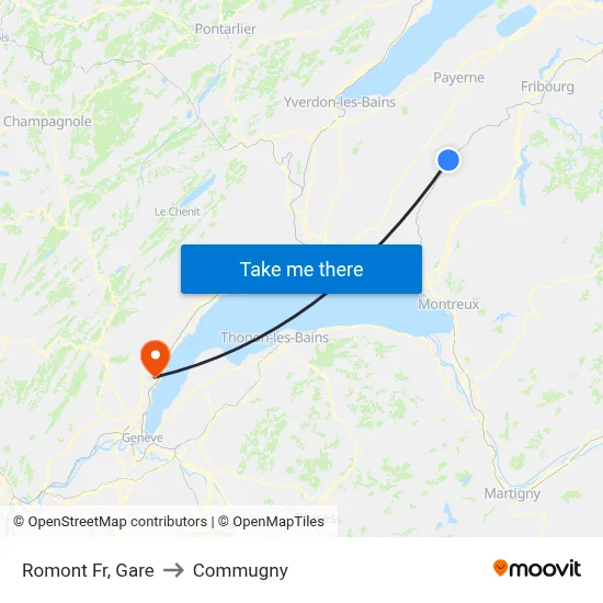Romont Fr, Gare to Commugny map