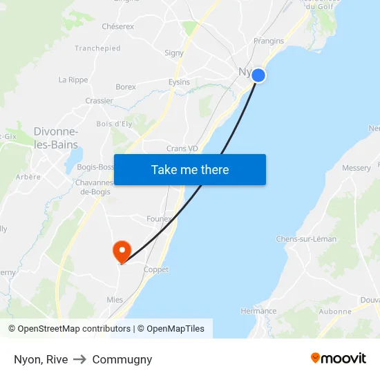 Nyon, Rive to Commugny map