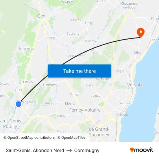 Saint-Genis, Allondon Nord to Commugny map