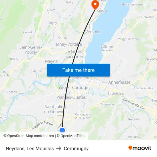 Neydens, Les Mouilles to Commugny map