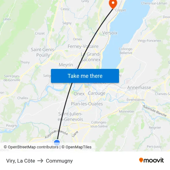 Viry, La Côte to Commugny map