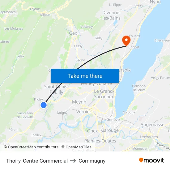 Thoiry, Centre Commercial to Commugny map
