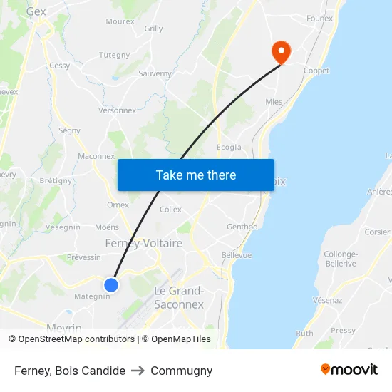 Ferney, Bois Candide to Commugny map