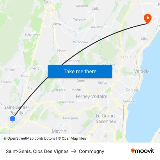 Saint-Genis, Clos Des Vignes to Commugny map