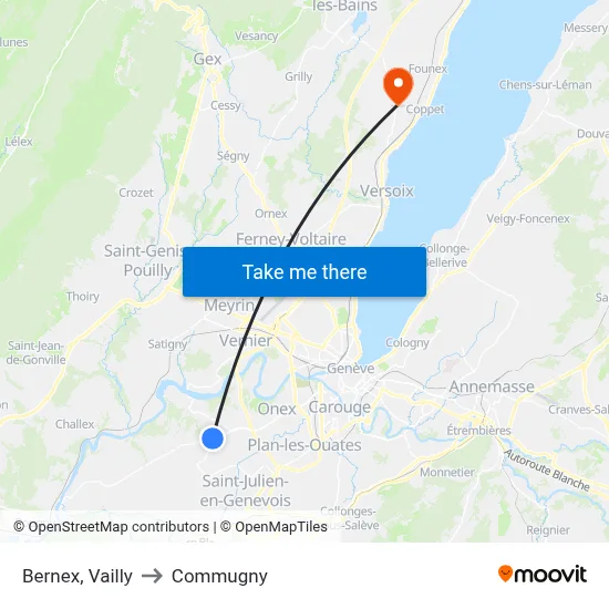 Bernex, Vailly to Commugny map