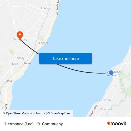 Hermance (Lac) to Commugny map