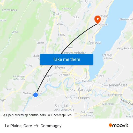 La Plaine, Gare to Commugny map