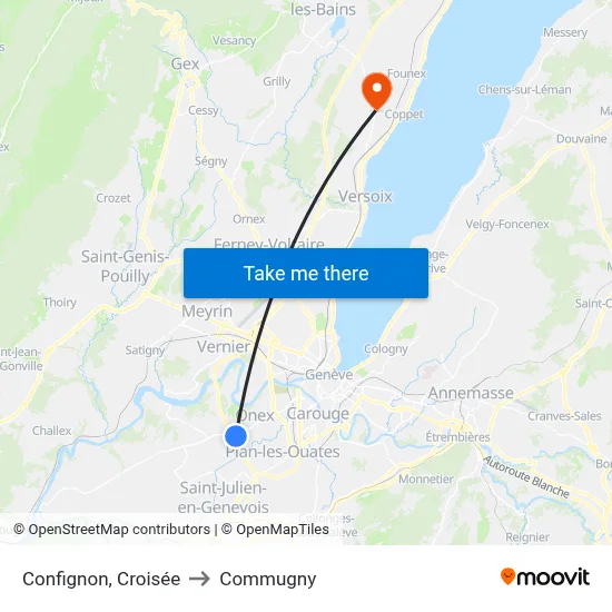 Confignon, Croisée to Commugny map