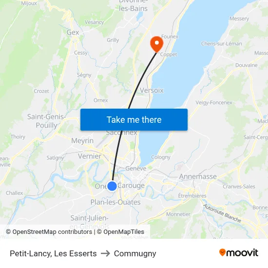 Petit-Lancy, Les Esserts to Commugny map