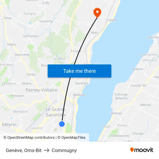 Genève, Oms-Bit to Commugny map