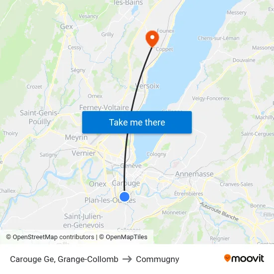 Carouge Ge, Grange-Collomb to Commugny map