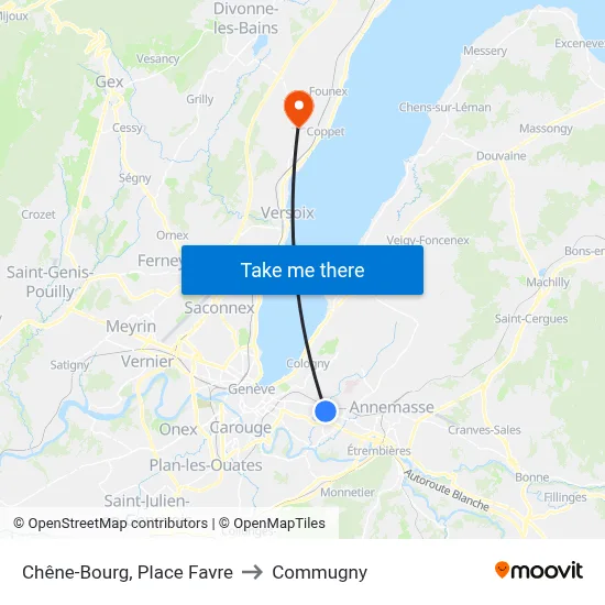 Chêne-Bourg, Place Favre to Commugny map