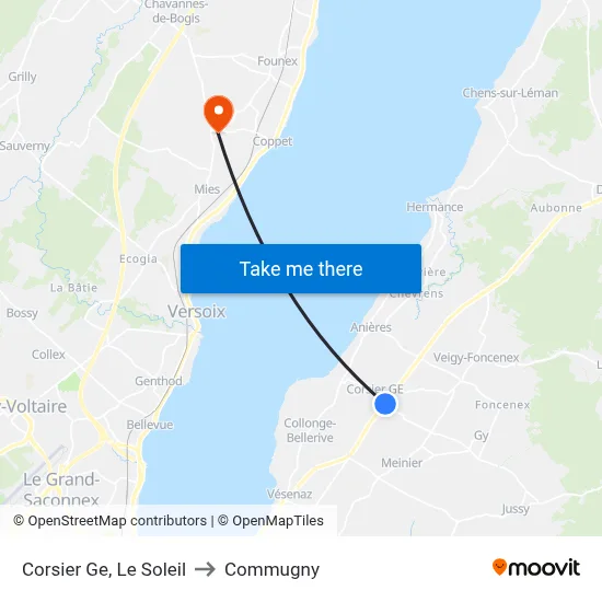 Corsier Ge, Le Soleil to Commugny map